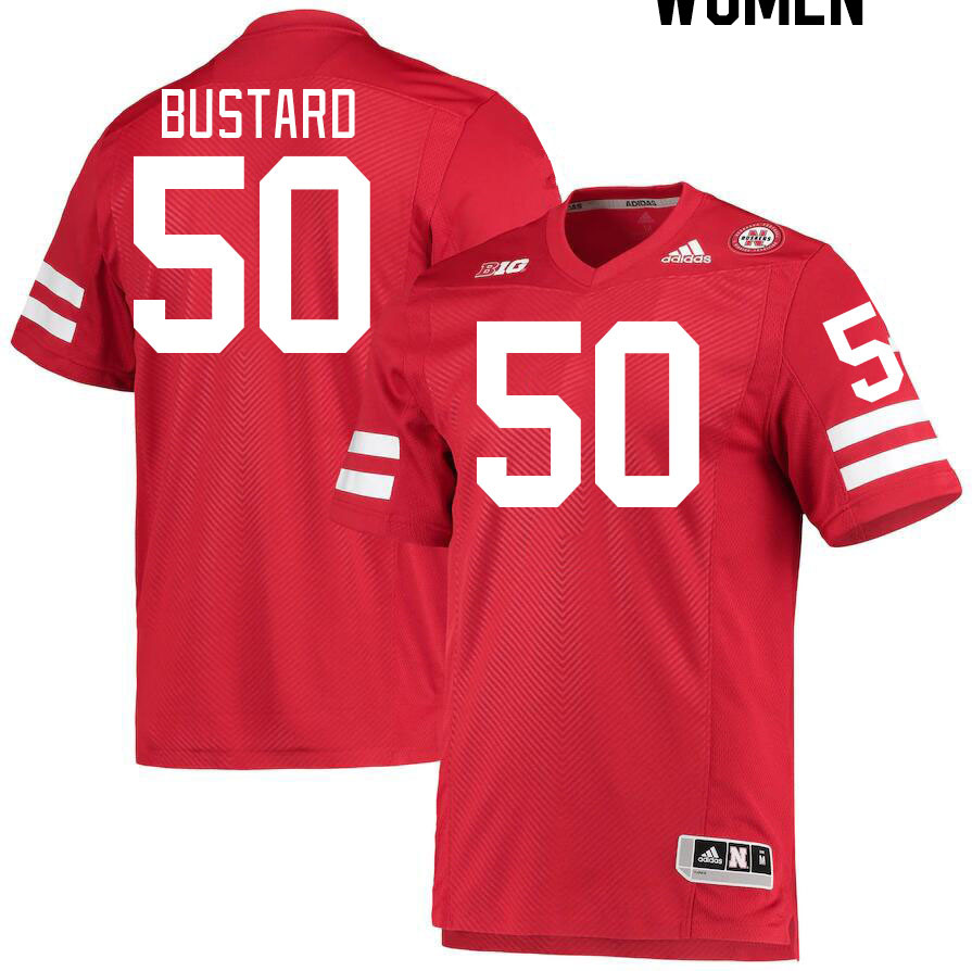 Women #50 Noah Bustard Nebraska Cornhuskers College Football Jerseys Stitched Sale-Red - Click Image to Close